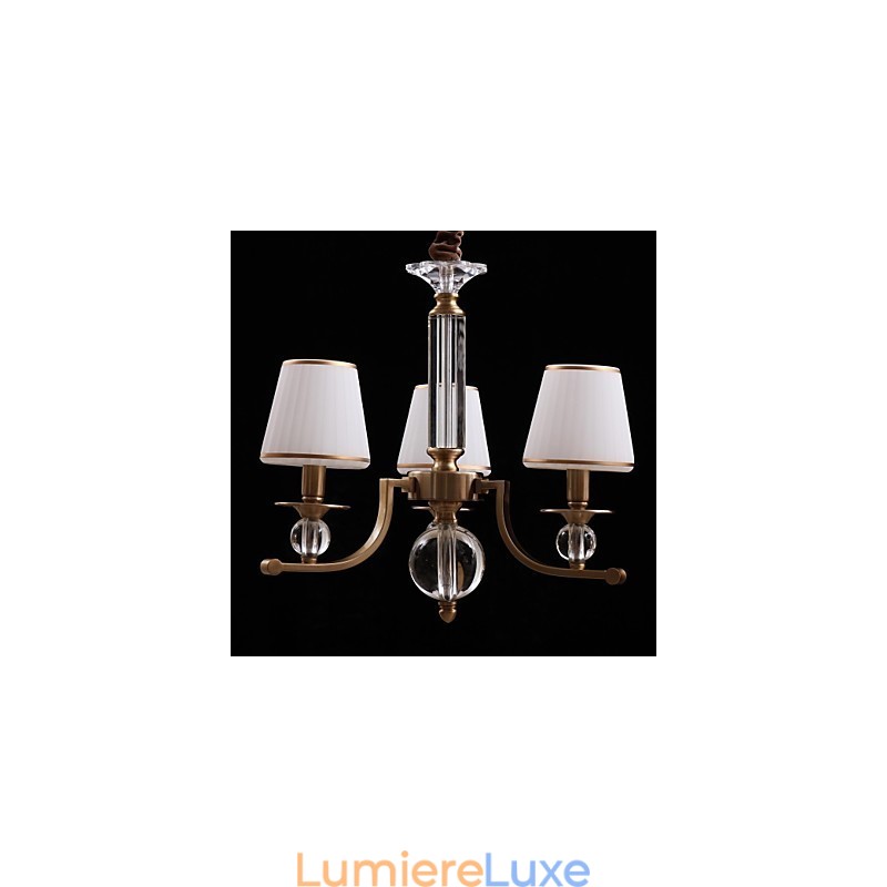 Lustre moderne contemporain en métal bronze et cristal
