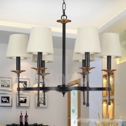 Lustre contemporain noir rétro à 6 lumières de style bougie