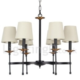 Lustre contemporain noir rétro à 6 lumières de style bougie