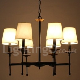 Lustre contemporain noir rétro à 6 lumières de style bougie