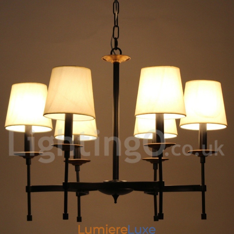 Lustre contemporain noir rétro à 6 lumières de style bougie