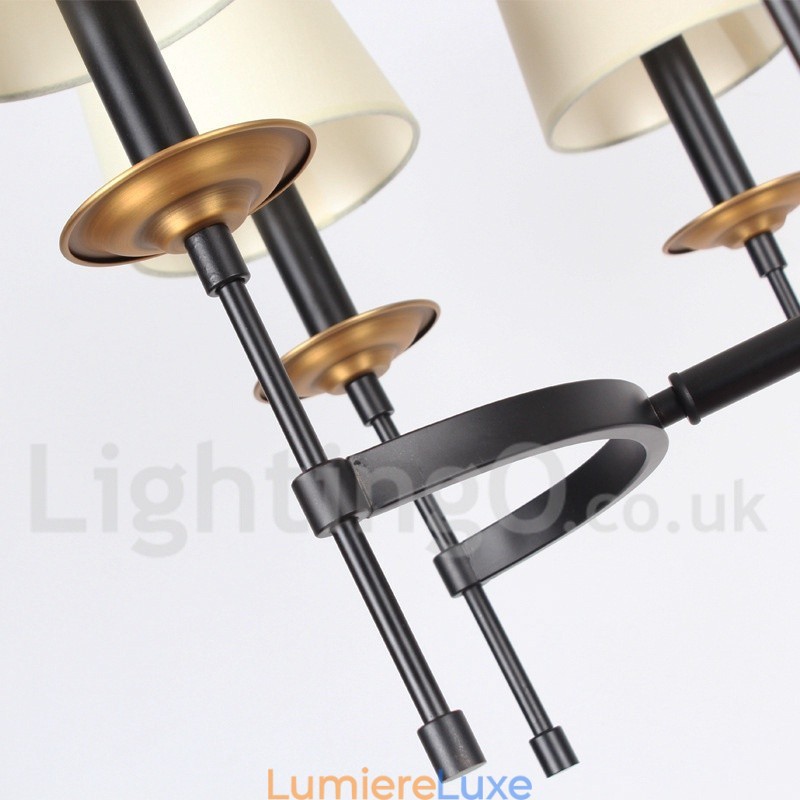 Lustre contemporain noir rétro à 6 lumières de style bougie