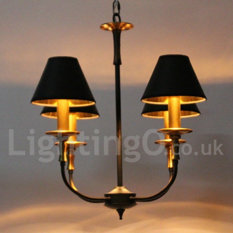 Lustre rétro contemporain à 4 lumières de style bougie