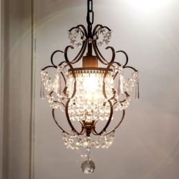 Lustre en fer peint avec lampe d'éclairage moderne en cristal transparent