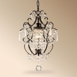 Lustre en fer peint avec lampe d'éclairage moderne en cristal transparent