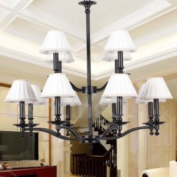 Lustre rétro à 12 lumières et 2 niveaux, style bougie