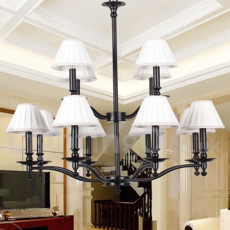 Lustre rétro à 12 lumières et 2 niveaux, style bougie