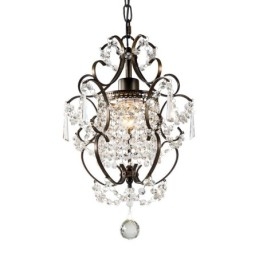 Lustre en fer peint avec lampe d'éclairage moderne en cristal transparent