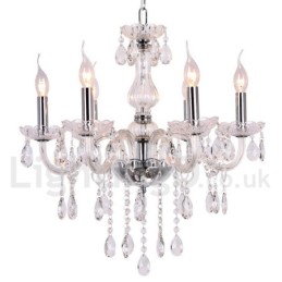 Lustre contemporain à 6 lumières en cristal K9 de style bougie