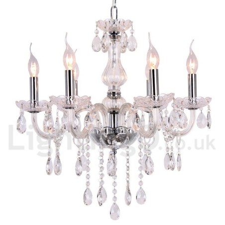 Lustre contemporain à 6 lumières en cristal K9 de style bougie