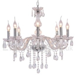 Lustre contemporain à 8 lumières en cristal K9 de style bougie