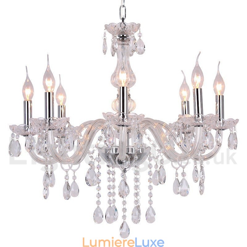 Lustre contemporain à 8 lumières en cristal K9 de style bougie