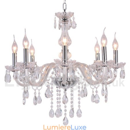 Lustre contemporain à 8 lumières en cristal K9 de style bougie