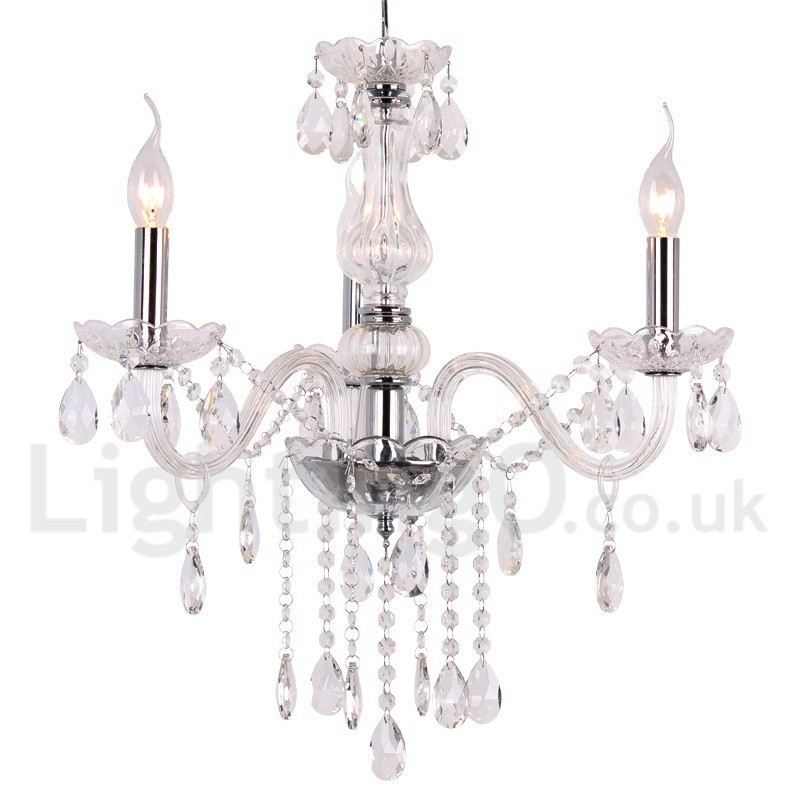 Lustre contemporain à 3 lumières en cristal K9 de style bougie
