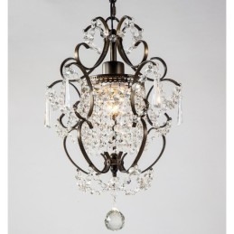 Lustre en fer peint avec lampe d'éclairage moderne en cristal transparent