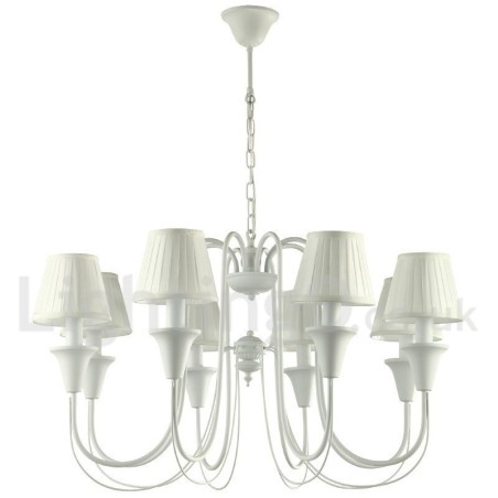 Lustre rétro blanc à 8 lumières de style bougie