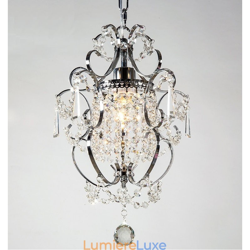 Lustre en fer peint avec lampe d'éclairage moderne en cristal transparent