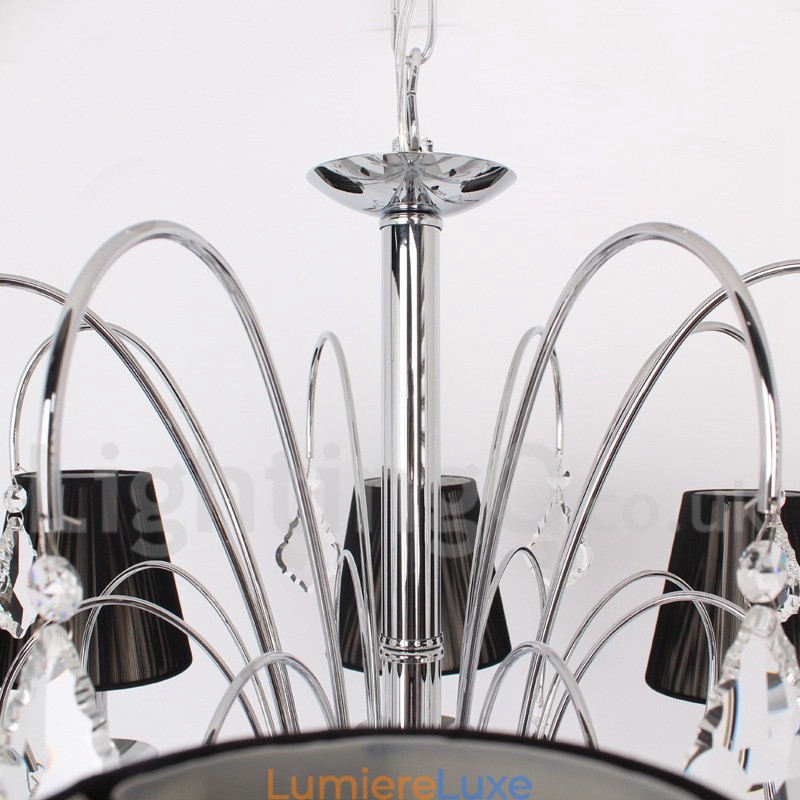 Lustre contemporain à 5 lumières en cristal K9 de style bougie