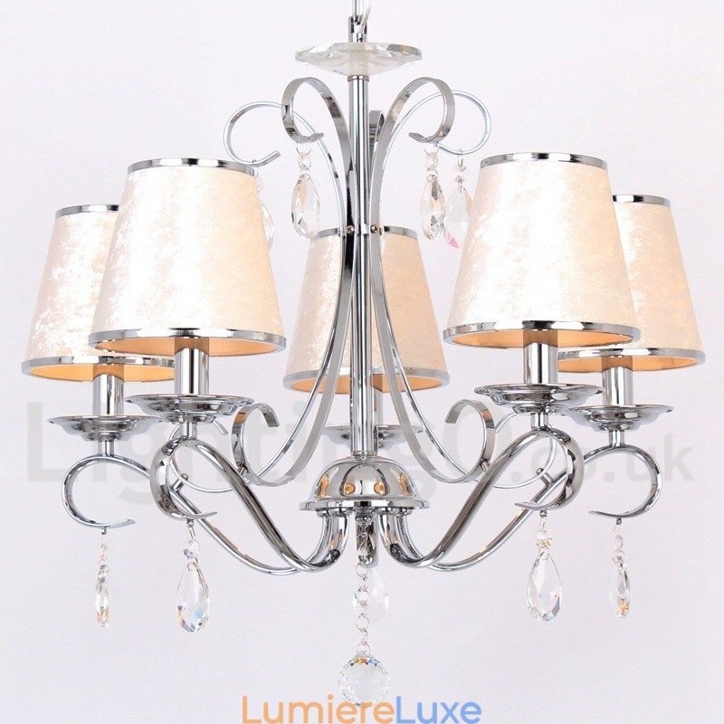 Lustre contemporain à 5 lumières en cristal K9 de style bougie