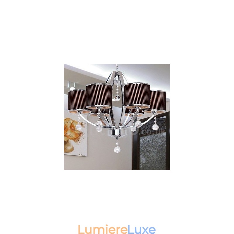 Lustre contemporain à 6 lumières en cristal K9 de style bougie
