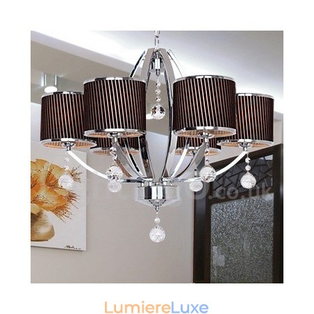 Lustre contemporain à 6 lumières en cristal K9 de style bougie