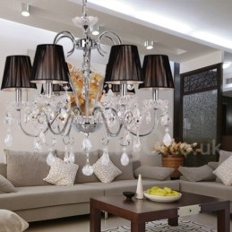 Lustre contemporain à 6 lumières en cristal K9 de style bougie