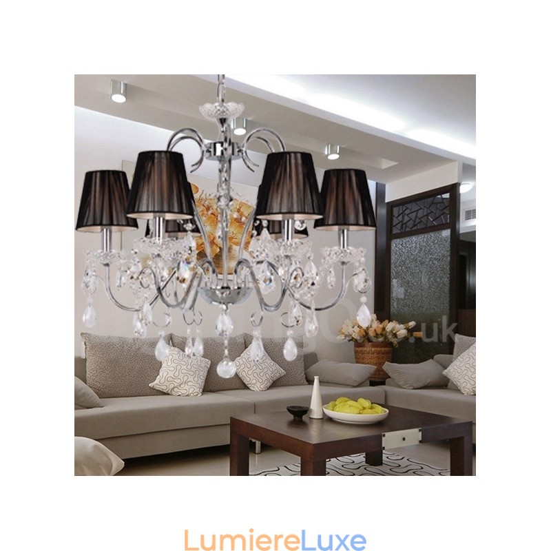 Lustre contemporain à 6 lumières en cristal K9 de style bougie