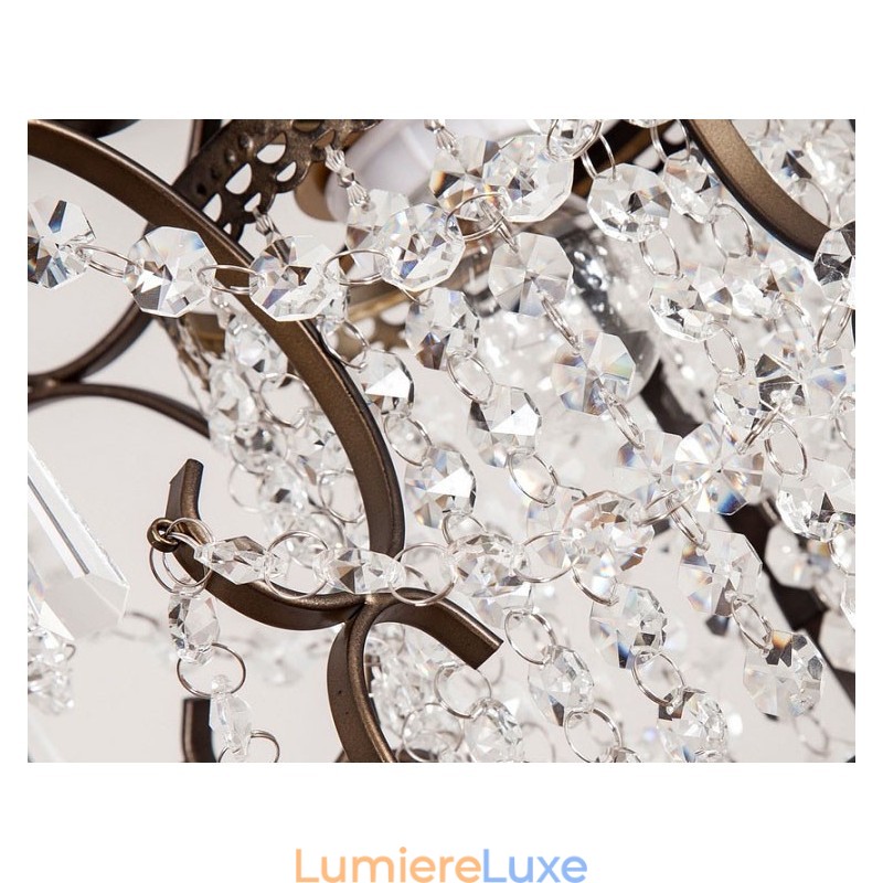 Lustre en fer peint avec lampe d'éclairage moderne en cristal transparent