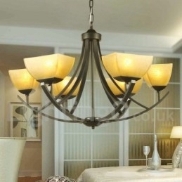 Lustre noir à 6 lumières de style méditerranéen avec bougies