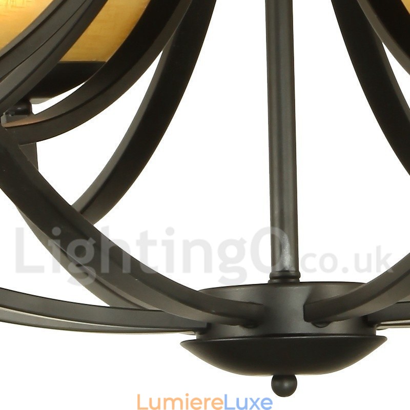 Lustre noir à 6 lumières de style méditerranéen avec bougies