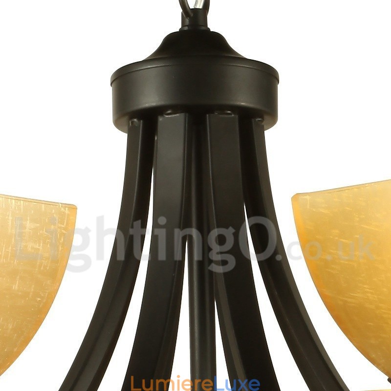 Lustre noir à 6 lumières de style méditerranéen avec bougies