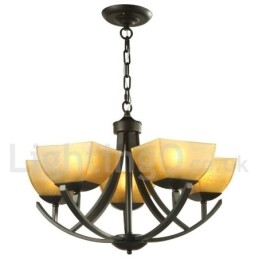 Lustre noir à 5 lumières de style méditerranéen avec bougies