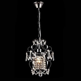 Lustre en fer peint avec lampe d'éclairage moderne en cristal transparent
