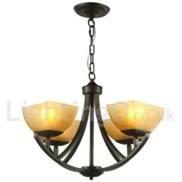Lustre noir à 4 lumières de style méditerranéen avec bougies