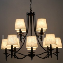 Lustre à 12 lumières de style bougie contemporain noir rustique rétro