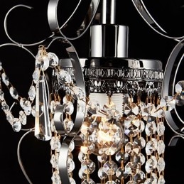 Lustre en fer peint avec lampe d'éclairage moderne en cristal transparent