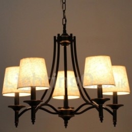 Lustre rustique rétro noir contemporain à 5 lumières de style bougie