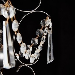Lustre en fer peint avec lampe d'éclairage moderne en cristal transparent