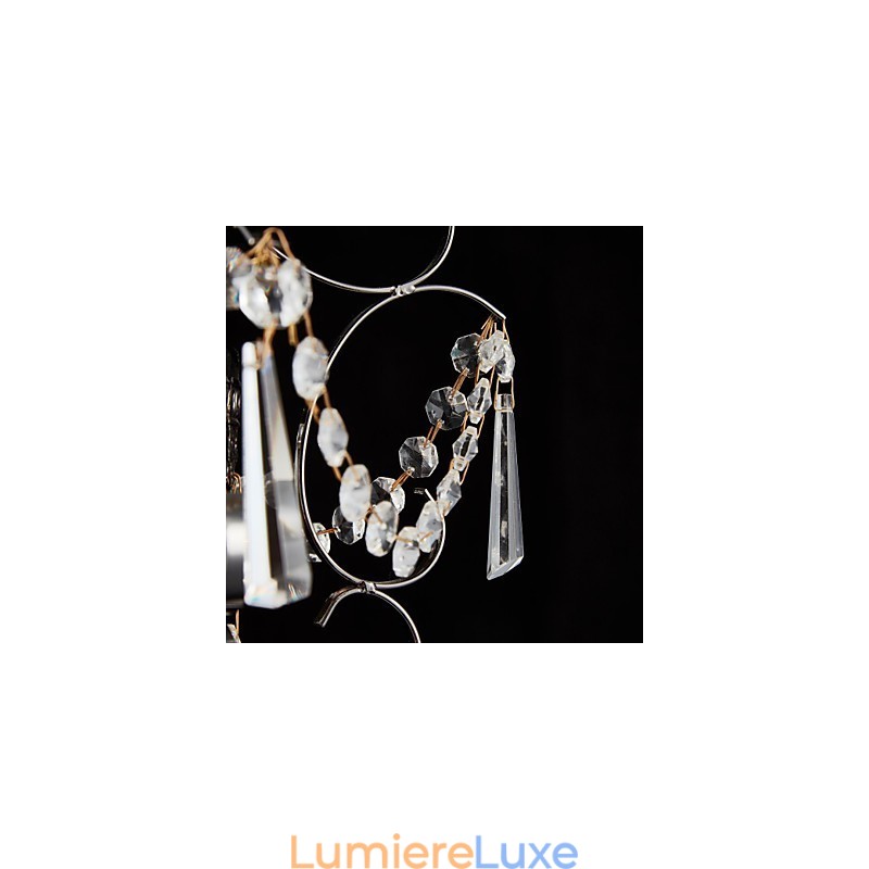 Lustre en fer peint avec lampe d'éclairage moderne en cristal transparent