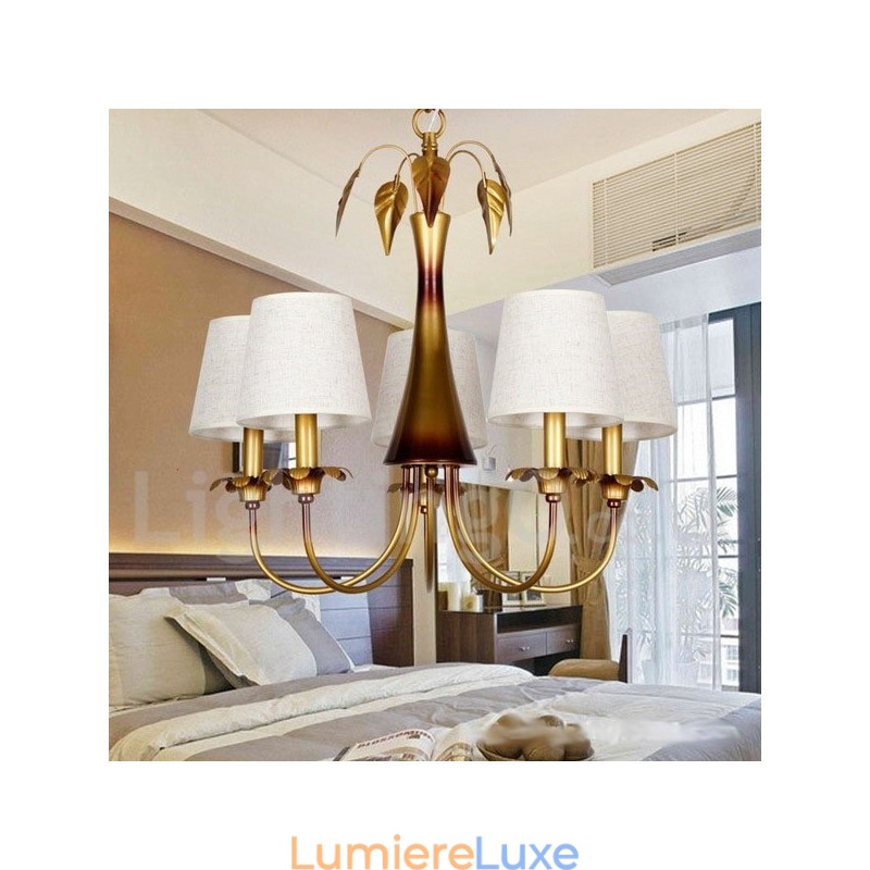 Lustre moderne contemporain rustique à 5 lumières de style bougie