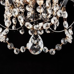 Lustre en fer peint avec lampe d'éclairage moderne en cristal transparent