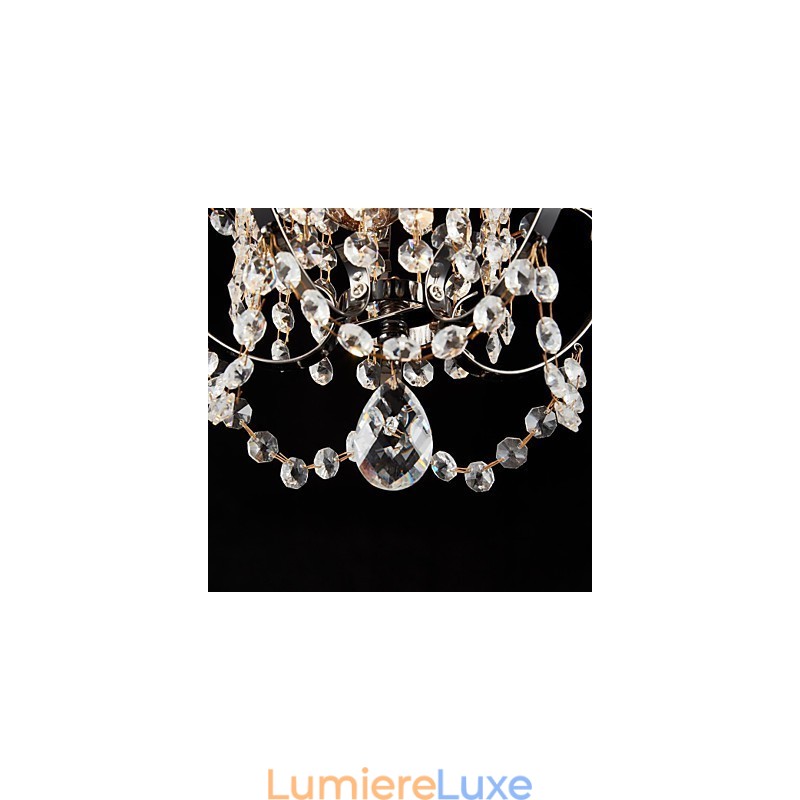 Lustre en fer peint avec lampe d'éclairage moderne en cristal transparent