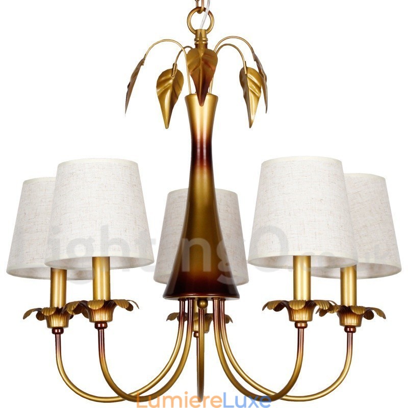 Lustre moderne contemporain rustique à 5 lumières de style bougie