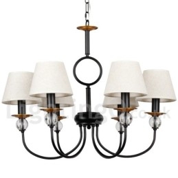 Lustre à 6 lumières rustique rétro noir de style méditerranéen contemporain de style bougie