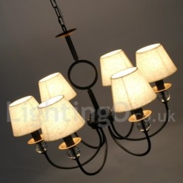 Lustre à 6 lumières rustique rétro noir de style méditerranéen contemporain de style bougie