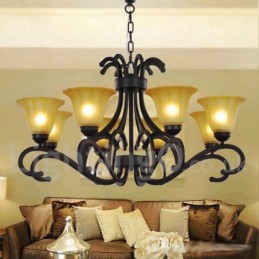 Lustre contemporain noir à 8 lumières de style bougie