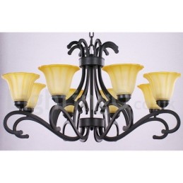 Lustre contemporain noir à 8 lumières de style bougie