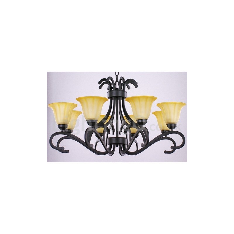 Lustre contemporain noir à 8 lumières de style bougie