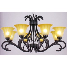 Lustre contemporain noir à 8 lumières de style bougie