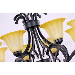 Lustre contemporain noir à 8 lumières de style bougie